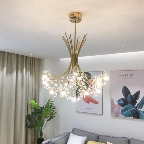 Nordic Loft Art Crystal Dandelion Chandelier Modern Warm Bedroom Living Room Cafe G4 Led Hanging Lamp Fixtures Free Shipping