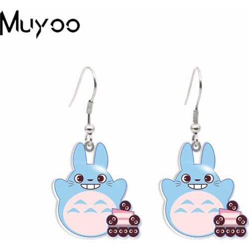 New Fashion Fish Hook Earrings Totoro Black Briquettes Ponyo No Face Man Handmade Acrylic Epoxy Dangle Earrings