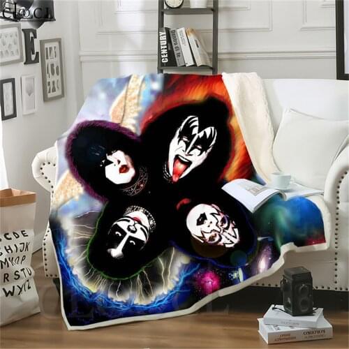 KISS Rock Band Printed Blankets for Beds Plush Fluffy Throw Blanket Teenager Home Decoration Beddings Adult Quilt
