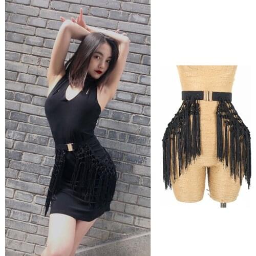 New Latin Dance Belt Retro Tassel Jewelry Stretch Belt Latin Skirt Accessories Female Ballroom Dance Performance Belt DQL3333