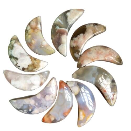 Natural Sakura Agate Moon Crystal Healing 10PC