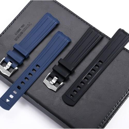 20mm Watch strap Replacement for Omega Seamaster 300 Curved End Fluorous Rubber silicone watchband Stainless steel buckle