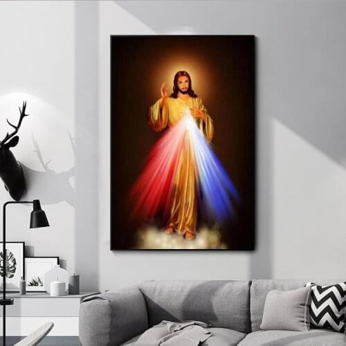 Modern Canvas Gods Mercy Jesus Christian Art Canvas Oil Painting Poster Print Mural Picture For Living Room Home Decoration