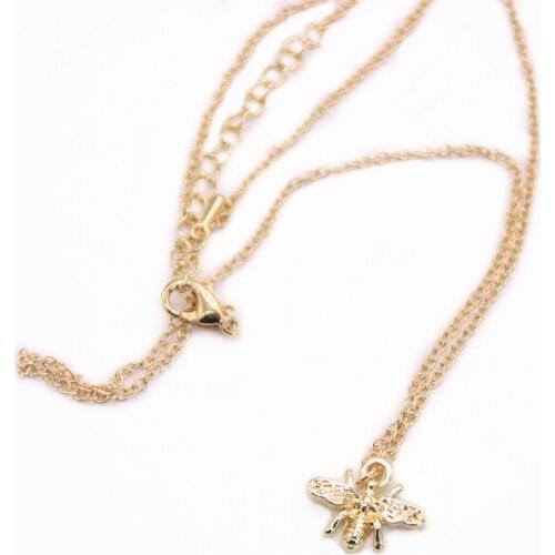 Trendy Classic Bee Pendant Necklace Cute Cartoon Insects Necklace Gold White Rose Three Color Optional