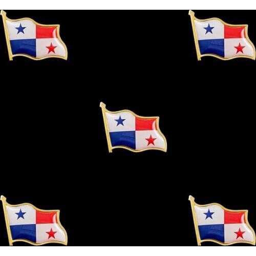 5PCS Panama Souvenir Epoxy Multicolor Waving National Flag Lapel Pins and Brooch Fashion Badge Medal Decorations