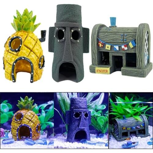 Aquarium Decoration Resin Pineapple Decor Fish Shrimp Dodge House Fish Tank Decoration Landscape Aquarium Accessories