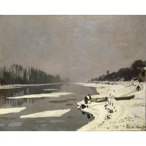 High quality Oil painting Canvas Reproductions Ice Floes on the Seine at Bougival (1867-1868) By Claude Monet hand painted