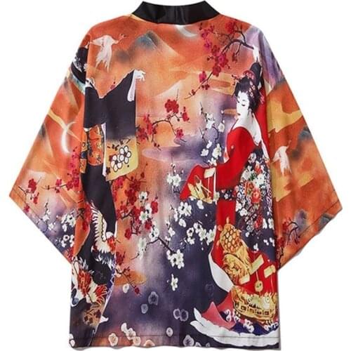 Japanese Kimono Women Yukata Chinese Kimono Cosplay Geisha Haori Obi Japanese Streetwear Clothing Harajuku Kimono Shirt V2059