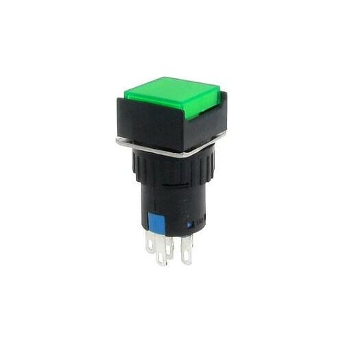 Green Neon Light Square Momentary AC 3A/220V Pushbutton Switch