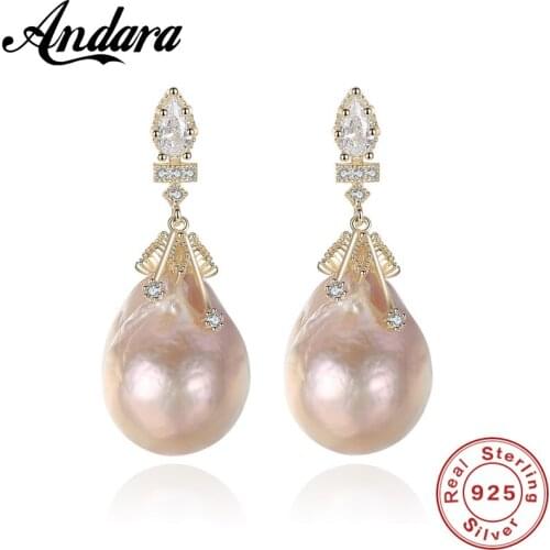 Top Quality Baroque Pearl S925 Sterling Silver Earrings Fashion Jewelry For Women Gift Wholesale