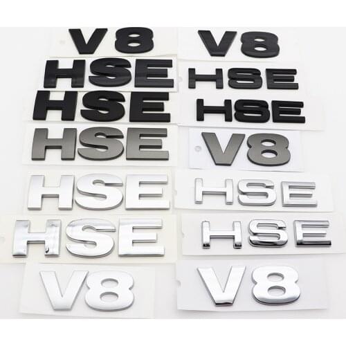 1pcs ABS HSE V8 Car logo letter sticker Rear tail door trunk sticker car rear sticker Decal styling Accessories For Land Rover