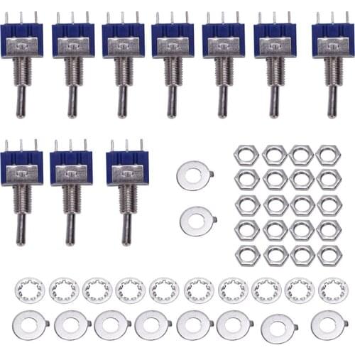 10 Pcs AC 125V 6A Amps ON/ON 2 Position DPDT Toggle Switch