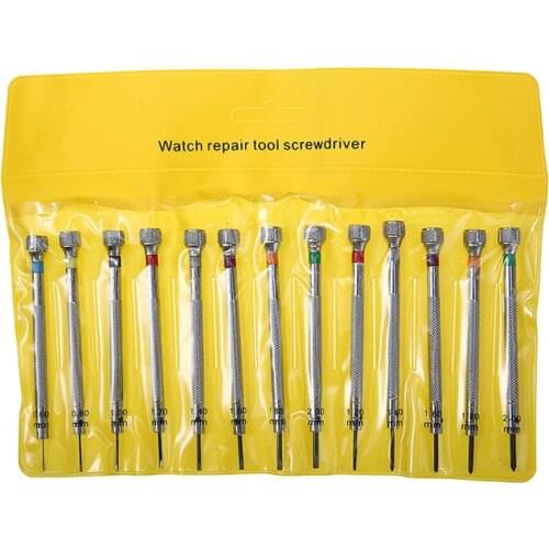 13Pcs/pack Precision Watchmakers Screwdrivers Set 0.6-2.0mm Watch Glasses Screw Driver Repair Tool For Watches Repairing Tool