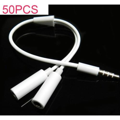 50PCS Universal 3.5mm 1 Male to 2 Female Audio Headphone Splitter Adapter For Phone Extension Cable Earphone Accessories