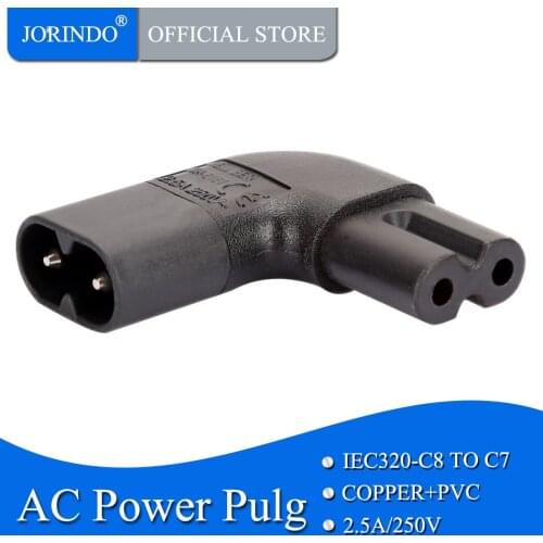 JORIDNO IEC320 C8 TO C7 Power adapter,IEC 320 C7 C8 Figure 8 left right angle AC Power adapt C7 TO C8 PLUG CONVERTER