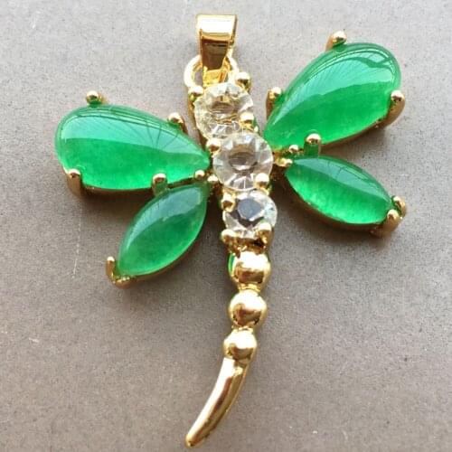Free Shipping Women Fashion Jewelry New Green Jad Dragonfly Pendant 1pcs C0883