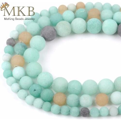 Natural Stone Beads Dull Polish Amazonite Round Loose Beads For Jewelry Making 6 8 10 12mm Loose Beads Jewellery Wholesale