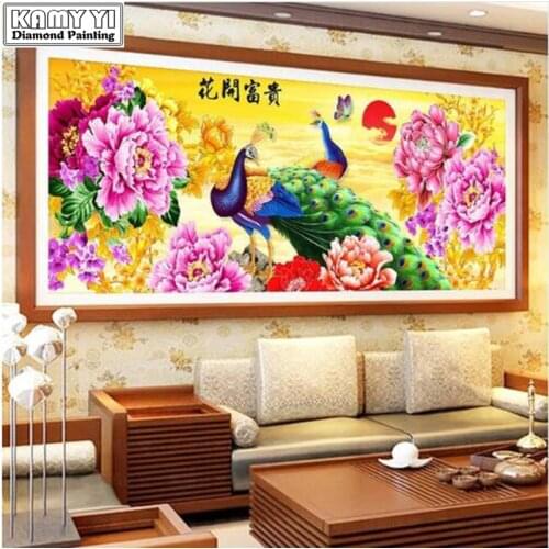 D SH New 5D Diy Diamond Painting Peacock Peony Pattern Cross Stitch Diamond Embroidery Full Square/Round Diamond Mosaic XY20