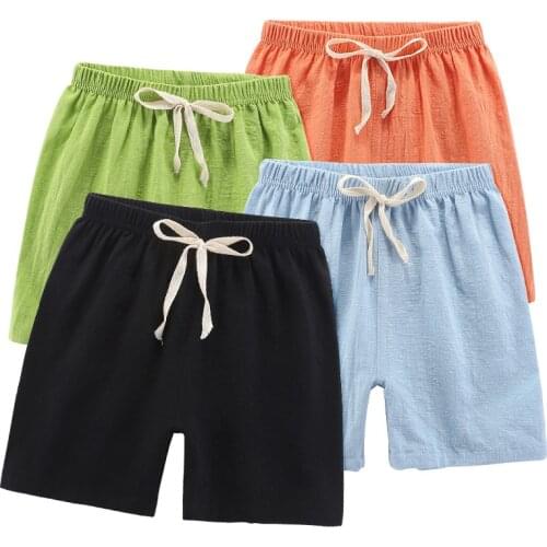 DE PEACH Cotton Linen Girls Boys Casual Shorts Pants Summer Candy Color Baby Kids Sports Beach Shorts Children Thin Loose Pants