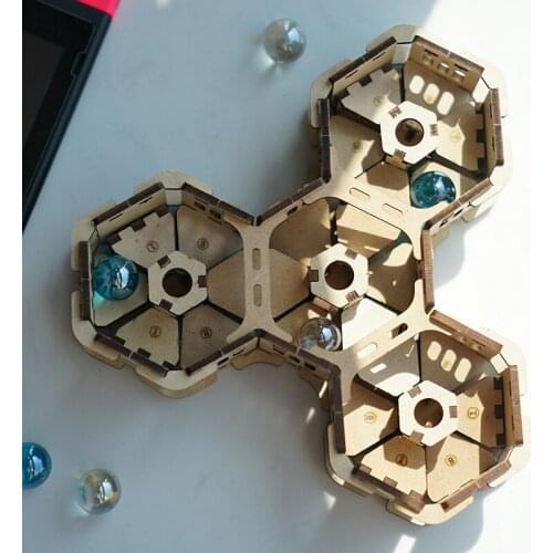 Wooden Loop Marbles Decompression Set Box Model DIY Assembled Building Blocks Childrens Logical Thinking Toys