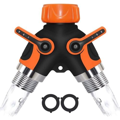 2 Way Garden Hose Splitter, Splitter Valve for Garden Hose with Heavy Garden Hose Outlet Splitter with 2 Washers