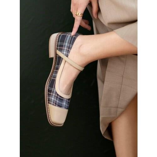 EshtonShero Buckle Square Low Heels Shoes Sexy Mary Janes Retro Womens Shoes Party Dress Pumps Genuine Leather Platform