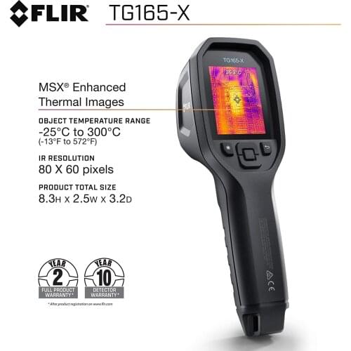 FLIR TG165-X Thermal Camera Imaging Tool For Temperature Anomalies 50,000 Image Storage Industrial Use Infrared Thermal Imager