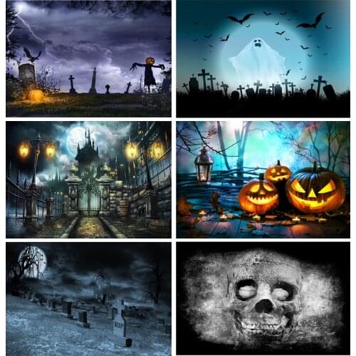 Halloween Backdrop Tombstone Castle Pumpkin Lantern Moon Baby Portrait Photography Background For Photo Studio Props 1911CXZM-54
