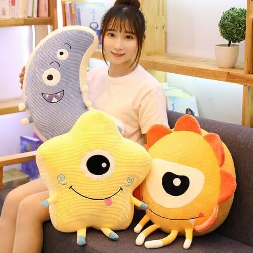 Big Eyes Sun Star Moon Plush Toy Soft Stuffed Cartoon Sky Series Doll Sleeping Pillow Bedroom Decor Chair Cushion Birthday Gifts