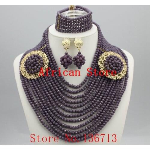Classic African Beads Jewelry Set Wedding Nigerian Beads Necklace Set 2015 Fashion Free Shipping SD123-2