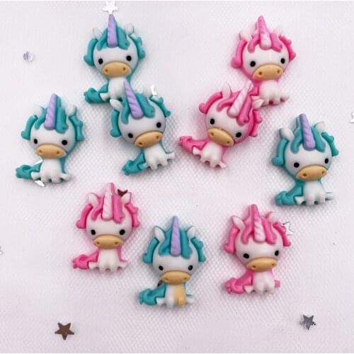 Lovely Resin Colorful Unicorn Flatback Cabochon Figurine 12pcs DIY Wedding Scrapbook Decor Home Craft OG80