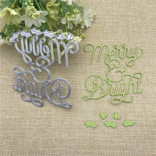 Merry and bright Metal Cutting Dies Stencils for DIY Scrapbooking Album Paper Card Decorative Craft Embossing Die Cuts