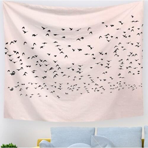 Pink Sunrise Wall Tapestry Tree Tapestry Sunset Nature with Bird Landscape Wall Hanging Decor For Bedroom Moon Home Decor