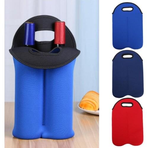 Neoprene Wine Bottle Storage Cover Bag Outdoor Portable Insulated Double Bottle Protective Bag Cover Bag Sleeve Holder Traveling