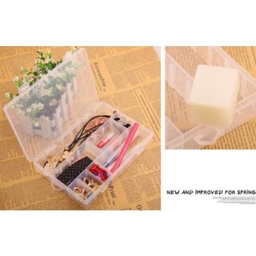 30 pcs New Arrive 15 compartments Slots Compartment Adjustable Jewelry Necklace Clear Storage Box Case Holder Craft Organizer