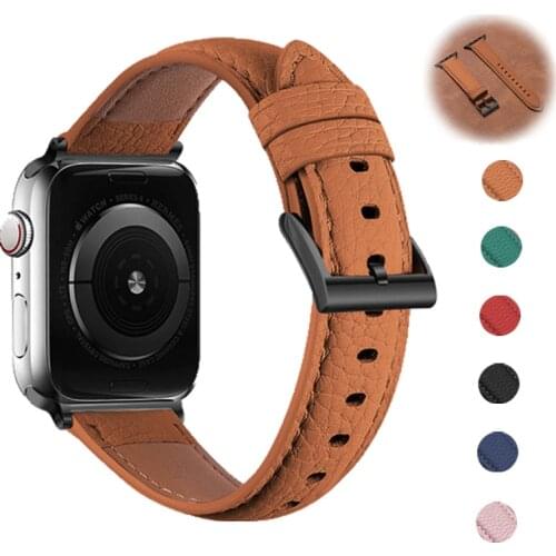 Cowhide Strap For Apple Watch Band Series SE 6 5 4 3 2 42mm 38mm Women Men Leather Watchband for iWatch 44mm 40mm