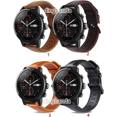 Classic Leather Watch Band Strap for Huami Amazfit PACE Stratos 2 2S 3 GTR GTR2 2e Replacement wrist Correa 22mm Bracelet