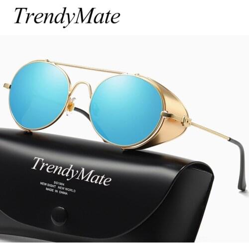 Retro Steampunk Sunglasses Vintage Men Goggles Round Metal Sunglass Steam Punk Sun Glasses Women Classical Gothic Glasses 5378