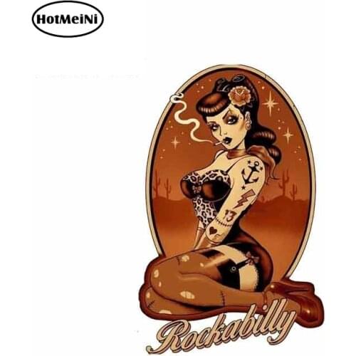 HotMeiNi 13cm x 8.4cm Pin Up Girls Locker Toolbox Stickers Laptop Car Truck Bike Smoking Sexy Woman Car Stickers