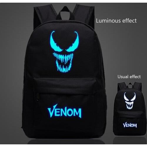 Disney Marvel Venom Student School Bag Boy Luminous Cartoon Anime Children Backpack Space School Bag Waterproof and Breathable