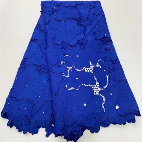 2020 Swiss Voile Lace In Switzerland Royal Blue Cord Cotton Laces With Stone Latest Fashion Guinea Evening Party Dry Lace Sewing