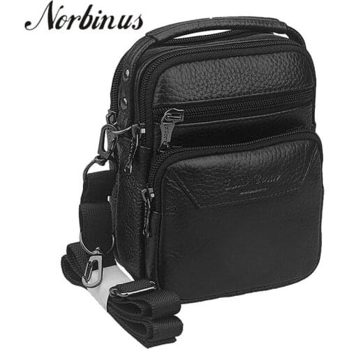 Norbinus Genuine Leather Messenger Shoulder Bag Tote Men Hip Bum Belt Cell Phone Case Purse Fanny Waist Pack Business Handbag