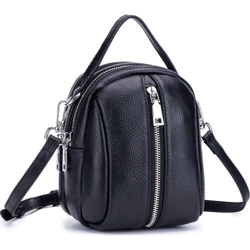 Genuine Leather Women Small Messenger Bags Cow Leather Ladies Little Zipper Shoulder Bag Phone Bag Girls Casual Crossbody Bags