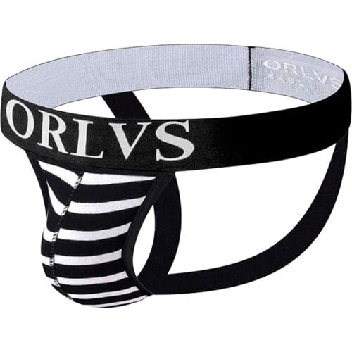 ORLVS Mens Panties Jockstrap Men Underwear Gay Thong Man Briefs Underpants Slip Sexy Cotton Pouch Cuecas Thongs Homme G String