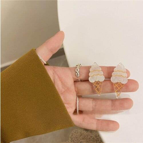 U-Magical Sweet Summer Multicolor Ice Cream Earrings for Women Textured Clear Resin Arcylic Glitter Dangle Earrings Jewelry