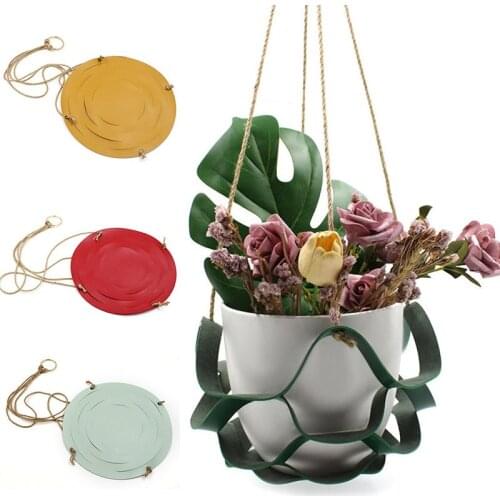 Hanger Basket Leather PU Flower Pot Net Holder Hanging Baskets Planter Hanger Wall Decor Courtyard Hanging Planter Garden Tools