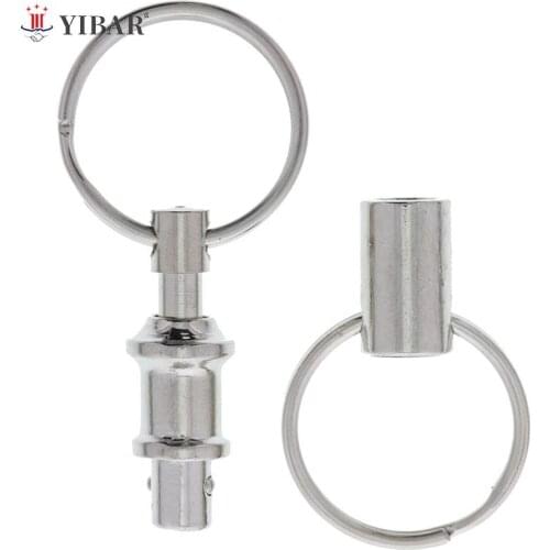 1PC Steel Chrome Plated Pull-Apart Key Rings Dual Detachable Key Ring Snap Lock Holder Removable Keyring Quick Release Keychain