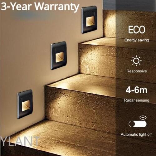 Ylant Recessed Led Wall Lamp PIR Motion Sensor Stair Case Light AC85-265V Step Lamp Corridor Lighting Indoor Wall Lighting