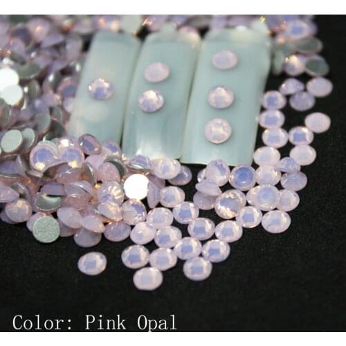 SS3-SS30 Pink Opal Rhinestones Back Flat Round Nail Art Decorations And Stones Non Hotfix Rhinestones Crystals for DIY Glass