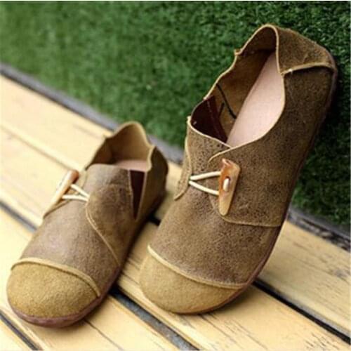 Whensinger - 2018 Woman Shoes Female Genuine Leather Shoes Vintage Elegant Fashion D1505 (0309) Casual sneakers